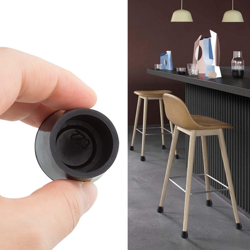 CertBuy 32 PCS 7/8 inch Round Chair Leg Tips Caps, CBTONE Anti-Slip Black Rubber Table Feet Covers Chair Leg Protectors - Image 4